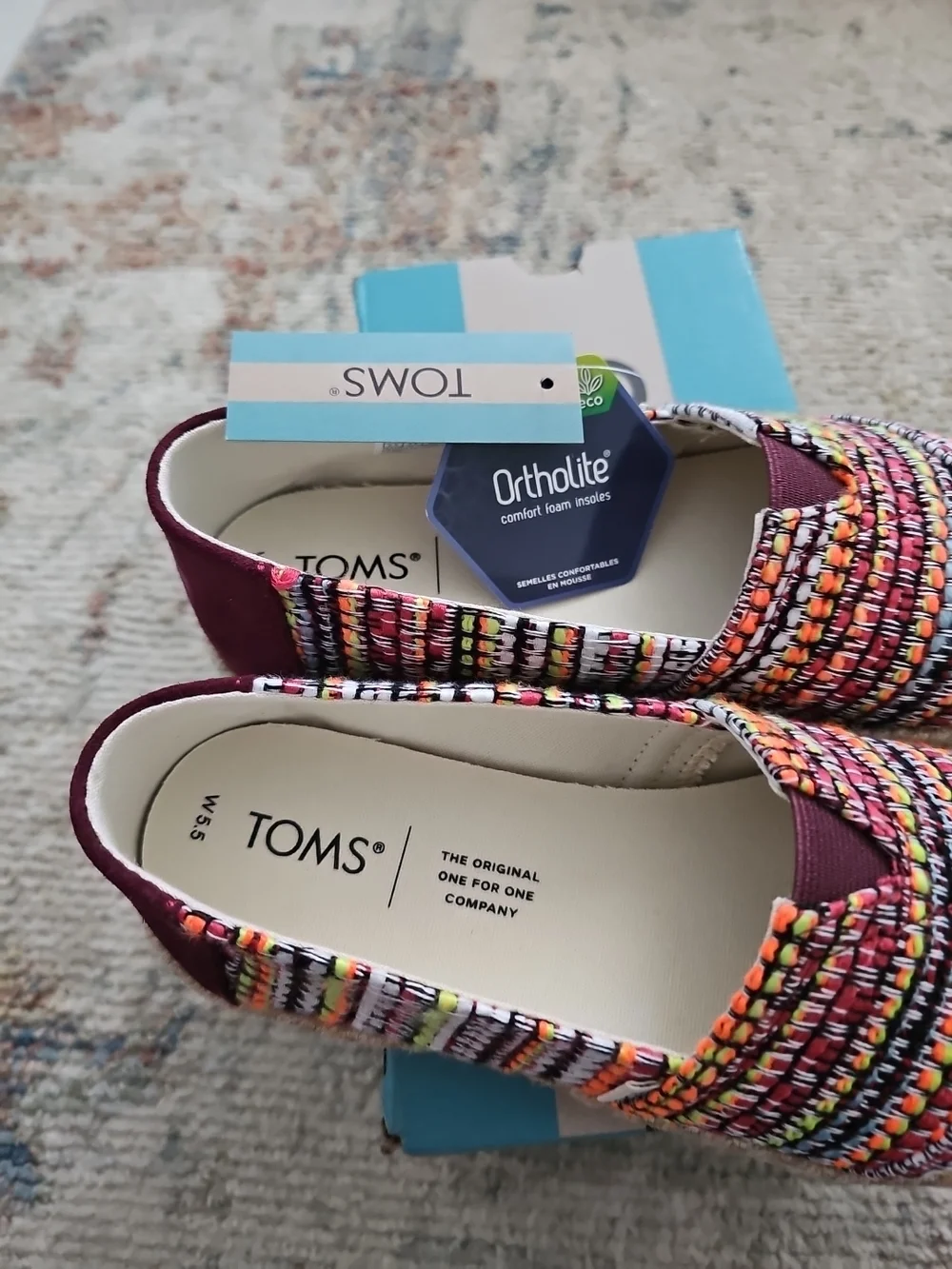 Tom's Alpargata‎ Slip On Cherry Tomato Global Woven Size 5.5 W